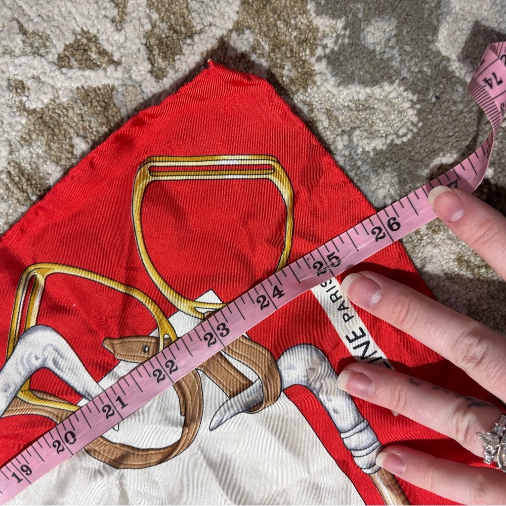 Celine Red and White Equestrian Scarf - Picture 5 of 8